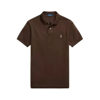 Polo Ralph Lauren Tops, Heren, Bruin, 2Xl, Polo shirt met pony-borduurwerk van mesh