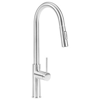 Beliani Grifo De Cocina Con Ca&ntilde;o Extra&iacute;ble Grifo Mezclador De Acero Inoxidable Acabado Cepillado Plateado Paranam