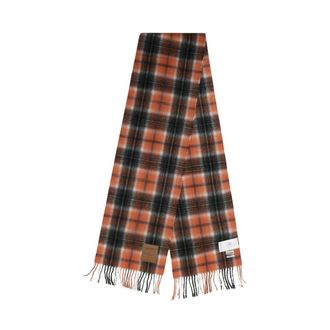 Ganni Sciarpa in lana a quadri - - Accessories - Donna - Arancione - ONE SIZE