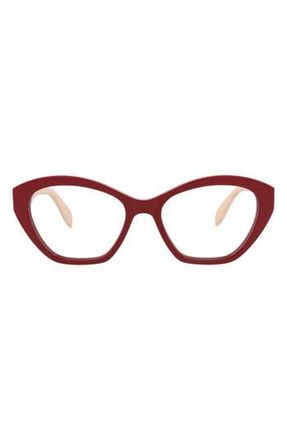 Alexander McQueen 52mm Cat Eye Optical Glasses in Red Red Transparent at Nordstrom Rack