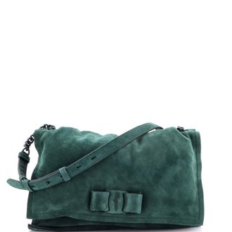Ferragamo Viva Bow Flap Bag Suede Medium