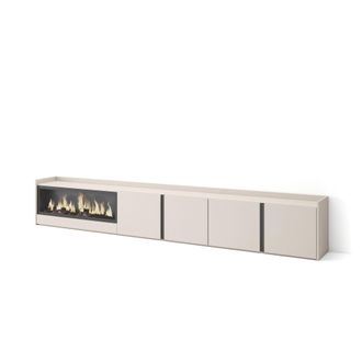 Skraut Home Skraut Home - Mueble Tv, Televisi&oacute;n, Muebles De Sal&oacute;n, Almacenaje, 315x35x50cm, Para Tv Hasta 80, Chimenea El&eacute;ctrica Xxl, Estilo Moderno, Beige