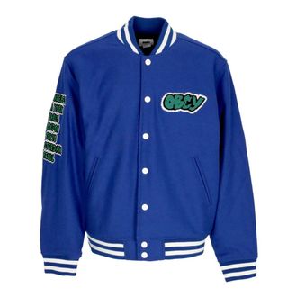 Obey Varsity College Jack Surf Blauw - Heren - Bomber jackets - Blauw - XS - Wol - Jassen