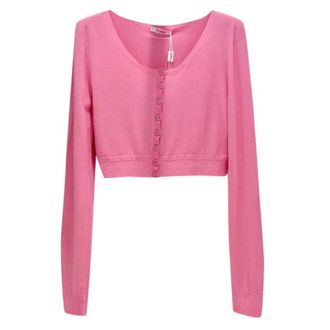Blumarine Rose Pink Soft Stretch Cropped Cardigan Size L