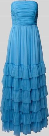 Jake*s Maxikleid aus T&uuml;ll im Stufen-Look in Jeansblau, Gr&ouml;&szlig;e 32