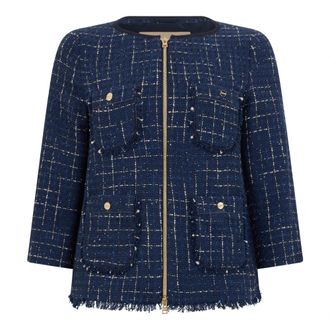 Herno Tweed Jackets, female, Blue, Size: 2XS Jacket in Casual Tweed