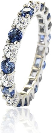 Suzy Levian Sterling Silver Pink & White Sapphire & Diamond Accent Eternity Ring