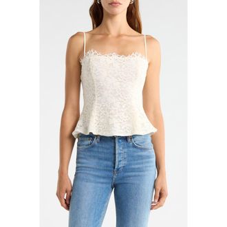 AFRM Ari Peplum Lace Camisole in Gardenia at Nordstrom, Size X-Small