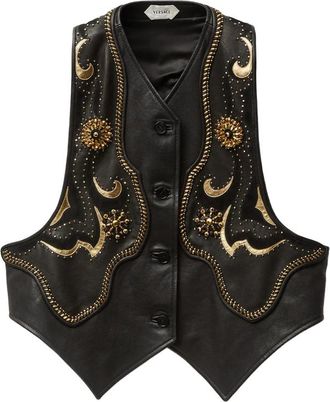 Versace Beaded Embellished Leather Waistcoat