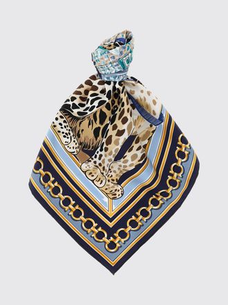 Ferragamo Foulard quadrato in seta con stampa animalier e grafica