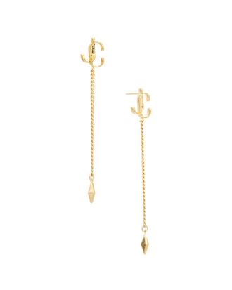 イヤリング JIMMY CHOO GOLD L EARRINGS PETAL DOUBLE EARRING | Gold-Finish Earrings with Crystal and