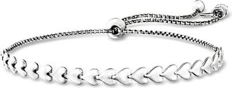 Ross-Simons Italian Sterling Silver Heart-Link Bolo Bracelet