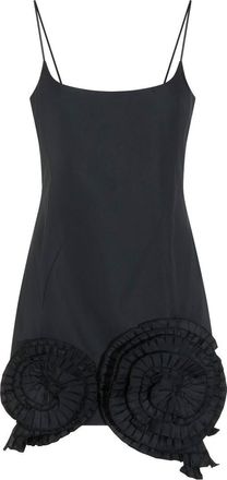 Blumarine Short Taffeta Dress With Pleated Roses