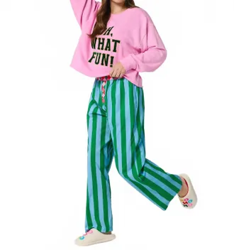 Shiraleah Festive Stripe Boxer Pant In Green/blue