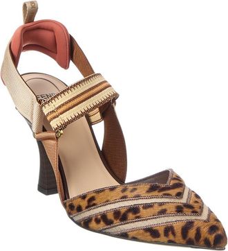 Fendi Fendi Colibri Haircalf & Mesh Slingback Pump