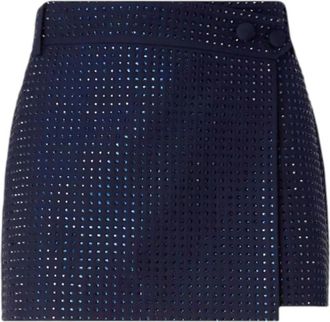 Pinko Minigonna a portafoglio con strass - Dames - Korte rokken - Blauw - M - Polyester - Rokken