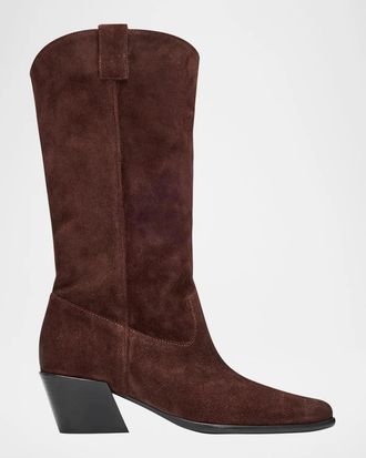 Staud 55mm Monty Suede Cowboy Boots