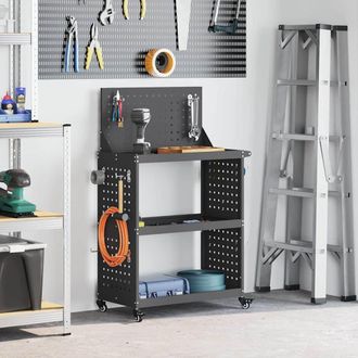 vidaXL Carro De Herramientas Con Estante Negro 65 X 35 X 111 Cm Vidaxl