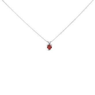 House of Brilliance 14K Gold 5X5 MM Heart Shaped Gemstone Solitaire Pendant Necklace in Red Garnet | White at Nordstrom
