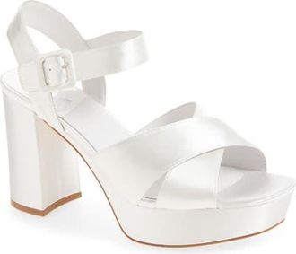 Jeffrey Campbell Amma Platform Slingback Sandal in White Satin at Nordstrom, Size 5.5