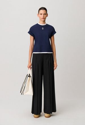 Claudie Pierlot Pantalon large pliss&eacute; noir