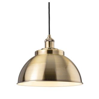 Netlighting Genoa Industrial Dome Pendant Light Antique Brass in Gold