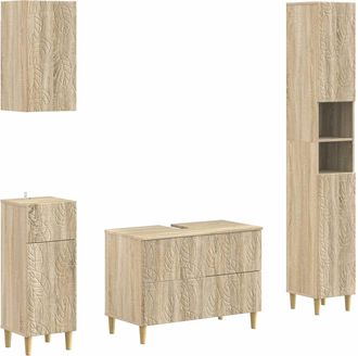 vidaXL Juego De Armarios De Ba&ntilde;o De 4 Piezas Delft Roble Sonoma Vidaxl
