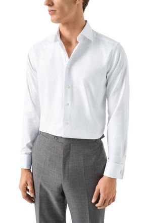 Eton Contemporary Fit Diamond Weave Dress Shirt in White at Nordstrom, Size 14.5