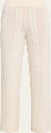 Lisa Yang Dagny Cashmere Cable-Knit Straight-Leg Ankle Trousers