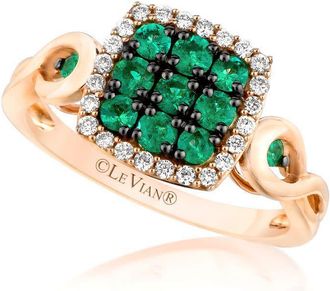 Le Vian Ladies Costa Smeralda Emeralds Rings set in 14K Strawberry Gold