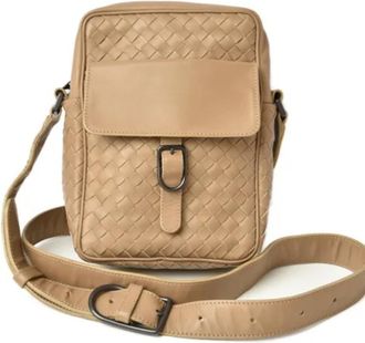 Bottega Veneta Tweedehands leren schoudertassen - Heren - Vintage Schoudertas - Beige - ONE Size - Leer - Vintage