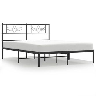Berkfield Home Metal Bed Frame with Headboard Black 160x200 cm
