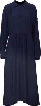 N&deg;21 Gathered Waist Midi Dress With Classic Collar