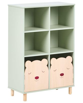 Beliani Scaffale A 3 Ripiani Con Struttura In Mdf E Gambe In Legno Di Pino Per Camera Bambini, Colore Verde Chiaro Nobby