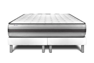 VITALIT Vitalit - Base Tapizada Blanco + Colch&oacute;n Con Muelles Y Viscoel&aacute;stica 2x100x200