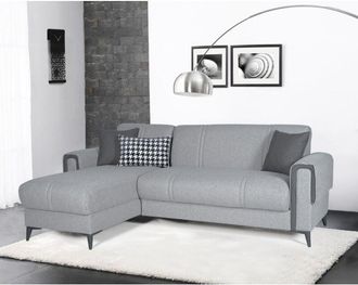 Dmora Sof&aacute; Cama Con Chaise Longue Ogna, Almacenaje, Lavable, 238x158 Cm Gris Claro