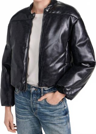 Apparis Pre-Loved Gigi Vegan Leather Bomber Jacket In Black