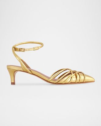 Bernardo Metallic Strappy Kitten Pumps