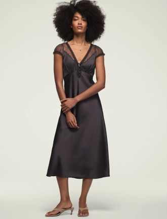 Lucky Brand Womens Short Sleeve Simone Lace Maxi Dress