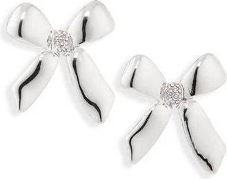 Nordstrom Rack Crystal Bow Stud Earrings in Clear- Silver at Nordstrom Rack