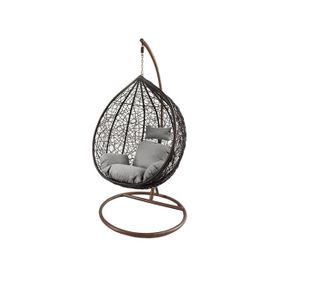 Far Poltrona Pensile Dondolo Sospesa Giardino Balcone Sedia Marrone Con Cuscino 906