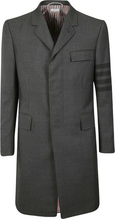 Thom Browne Cappotto midi con dettaglio righe - Grigio