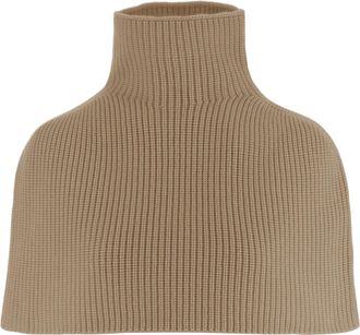 SA SU PHI Beige High-Neck Knitted Cashmere Scarf