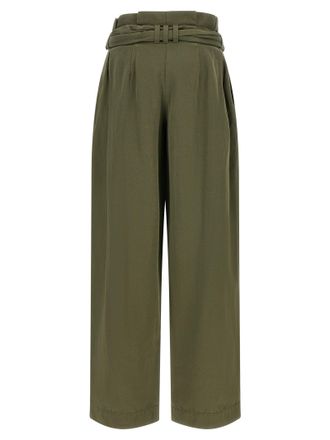 Balmain Paperbag High-Waist Trousers - Green