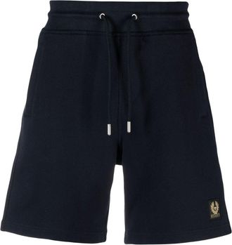 Belstaff logo-patch cotton track shorts - men - Cotton - S - Blue