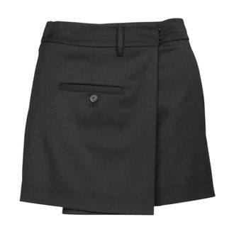 Erika Cavallini Semi Couture Wool Gabardine Shorts with Front Panel Detail