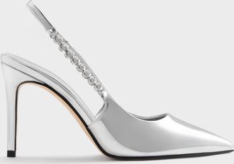 Charles & Keith Flores Metallic Gem-Strap Slingback Pumps