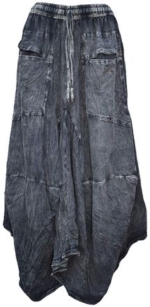 Gheri Womens Cotton Distressed Open Pocket High Low Skirt Black