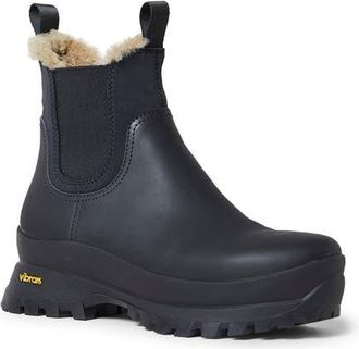 Loeffler Randall Tara Geniune Shearling Lined Water Resistant Chelsea Boot in Black/Black at Nordstrom, Size 6