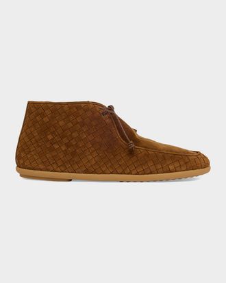 Bottega Veneta Men & apos;s Dawson Intrecciato Suede Ankle Boots
